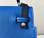 Herme Kelly Dolly Epsom Leather Bag in Blue 18x8x13cm  - 2