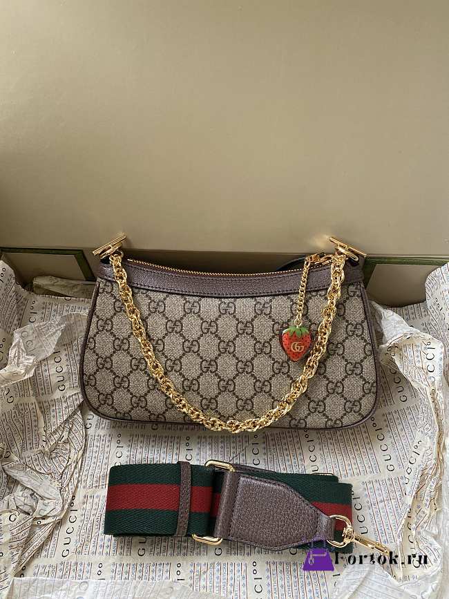 Gucci Ophidia Shoulder Bag In GG Supreme Canvas 25x15.5x6cm - 1