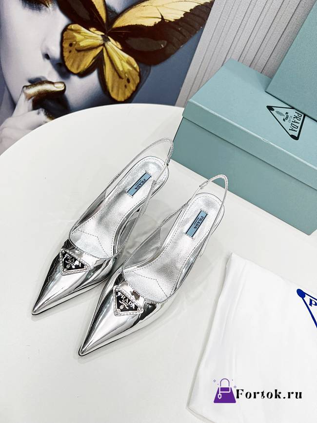 Prada Metalic Leather Pumps in Silver - 1