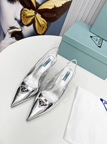 Prada Metalic Leather Pumps in Silver