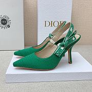 Dior J'Adior Slingback Pumps In Green Cotton Embroidery - 1
