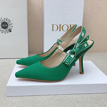 Dior J'Adior Slingback Pumps In Green Cotton Embroidery