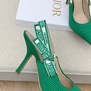 Dior J'Adior Slingback Pumps In Green Cotton Embroidery - 6