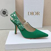 Dior J'Adior Slingback Pumps In Green Cotton Embroidery - 5