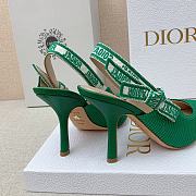Dior J'Adior Slingback Pumps In Green Cotton Embroidery - 3