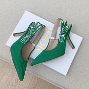 Dior J'Adior Slingback Pumps In Green Cotton Embroidery - 2