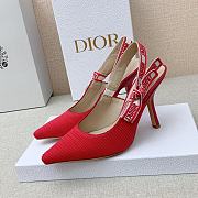 Dior J'Adior Slingback Pumps In Red Cotton Embroidery - 1