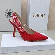 Dior J'Adior Slingback Pumps In Red Cotton Embroidery - 5