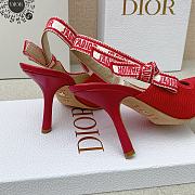 Dior J'Adior Slingback Pumps In Red Cotton Embroidery - 4