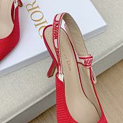 Dior J'Adior Slingback Pumps In Red Cotton Embroidery - 3