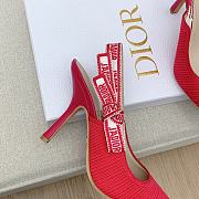 Dior J'Adior Slingback Pumps In Red Cotton Embroidery - 2