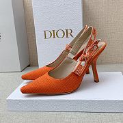 Dior J'Adior Slingback Pumps In Orange Cotton Embroidery - 1