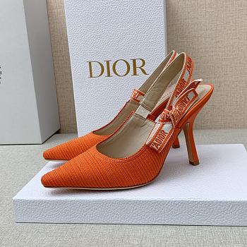 Dior J'Adior Slingback Pumps In Orange Cotton Embroidery