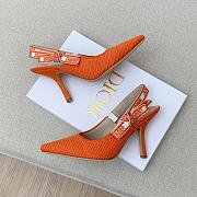 Dior J'Adior Slingback Pumps In Orange Cotton Embroidery - 5