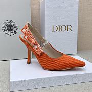 Dior J'Adior Slingback Pumps In Orange Cotton Embroidery - 6