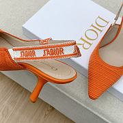 Dior J'Adior Slingback Pumps In Orange Cotton Embroidery - 4
