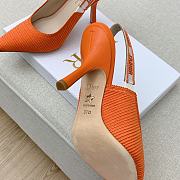 Dior J'Adior Slingback Pumps In Orange Cotton Embroidery - 3