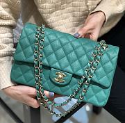 Chanel Classic Flap Medium Green Bag Gold Hardware 25cm - 1