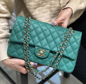 Chanel Classic Flap Medium Green Bag Gold Hardware 25cm