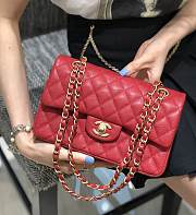 Chanel Classic Flap Red Bag Gold Hardware 23cm - 1