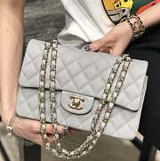 Chanel Classic Flap Grey Bag Silver Hardware 23cm - 1