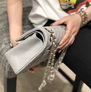 Chanel Classic Flap Grey Bag Silver Hardware 23cm - 4