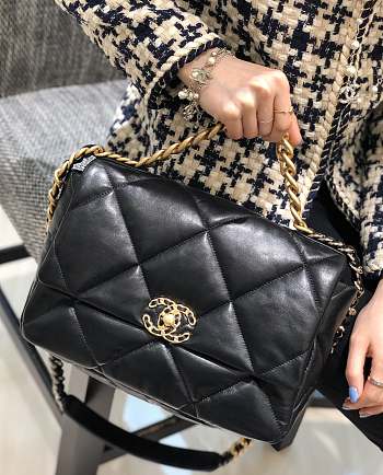 Chanel 19 Flap Bag Black Goatskin 30cm