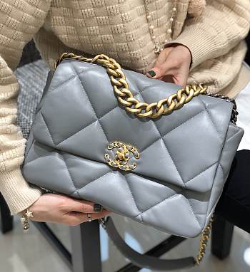 Chanel 19 Flap Bag Grey Goatskin 30cm