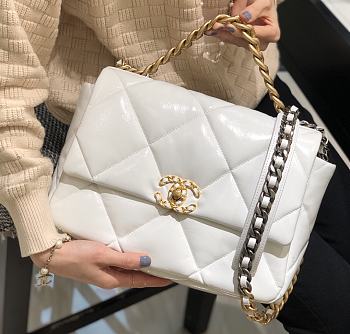 Chanel 19 Flap Bag White Goatskin 30cm