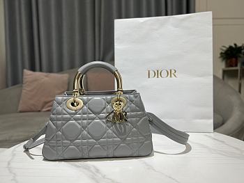 Dior Lady Grey Calfskin Leather Bag 24x18x10cm