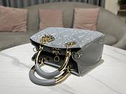 Dior Lady Grey Calfskin Leather Bag 24x18x10cm - 5