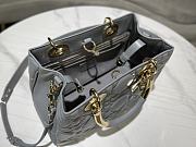 Dior Lady Grey Calfskin Leather Bag 24x18x10cm - 4