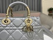 Dior Lady Grey Calfskin Leather Bag 24x18x10cm - 3
