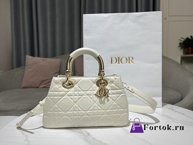 Dior Lady White Calfskin Leather Bag 24x18x10cm - 1