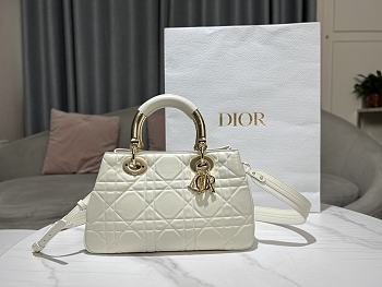 Dior Lady White Calfskin Leather Bag 24x18x10cm