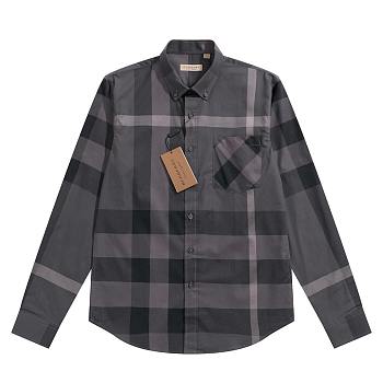 Burberry Grey Block Plaid Shirt