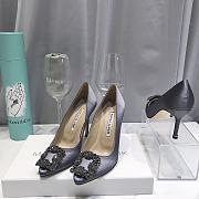 Manolo Blahnik Grey High Heels Diamond Buckle - 1
