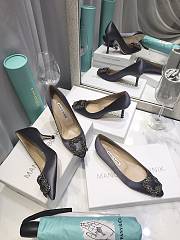 Manolo Blahnik Grey High Heels Diamond Buckle - 4