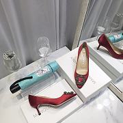 Manolo Blahnik Red High Heels Diamond Buckle - 4