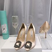 Manolo Blahnik Beige High Heels Diamond Buckle - 1