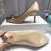 Manolo Blahnik Beige High Heels Diamond Buckle - 5