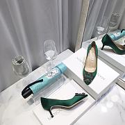 Manolo Blahnik Green High Heels Diamond Buckle - 5