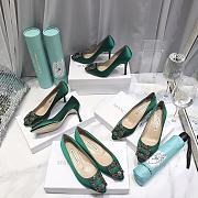 Manolo Blahnik Green High Heels Diamond Buckle - 2