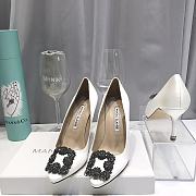Manolo Blahnik White High Heels Diamond Buckle - 1