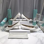 Manolo Blahnik White High Heels Diamond Buckle - 5