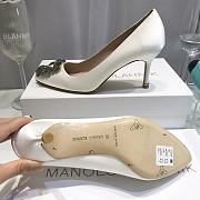 Manolo Blahnik White High Heels Diamond Buckle - 3