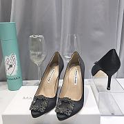 Manolo Blahnik Black High Heels Diamond Buckle - 1