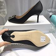 Manolo Blahnik Black High Heels Diamond Buckle - 6