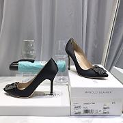 Manolo Blahnik Black High Heels Diamond Buckle - 5