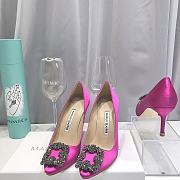 Manolo Blahnik Pink High Heels Diamond Buckle - 1
